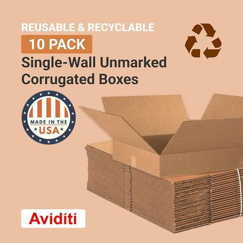 AVIDITI Shipping Boxes Flat 20"L x 20"W x 4"H, 10-Pack | Corrugated Cardboard Box for Packing, Moving and Storage in Saudi Arabia