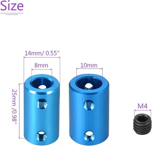 DMiotech 8-10mm L25XD16 Rigid Coupling Shaft Coupling Joint Connector w Screws Aluminum Alloy Motor Shaft Connector for 3D Printer Blue in Saudi Arabia