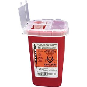 Unimed-Midwest 1 Quart Flip Top Sharps Container, 6.3" x 4.5" x 4.3", Red in Saudi Arabia