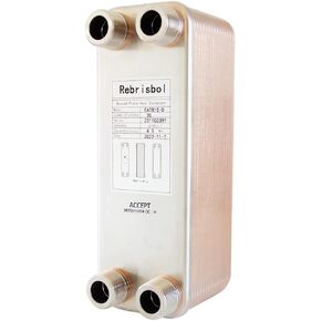 Brazed Plate Heat Exchanger 3"x8" 20 Plates Water To Water Heat Exchanger, Copper/SS316L Stainless Steel 3/4" NPT in Kuwait