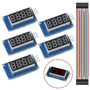 DAOKI 5 قطعة وحدة عرض LED TM1637 7 قطعة 4 بت ساعة الأنود المشتركة أنبوب رقمي أحمر لاردوينو مع كابل دوبونت ذكر إلى أنثى 8 دبوس in Saudi Arabia
