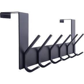 WEBI Over The Door Hooks Door Hanger,Over The Door Towel Rack with 6 Coat Hooks for Hanging,Door Coat Hanger Towel Hanger Over Door Coat Rack,Black