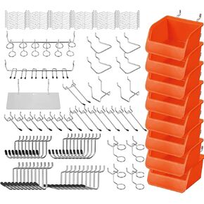 HORUSDY 150-Piece Pegboard Hooks Assortment, Pegboard Accessories with Pegboard Bins for Organizing Various Tools
