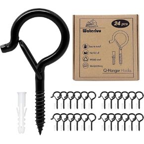 12 Pcs String Light Hooks, Q Hanger Hooks with Safety Buckle for Ceilling Plants, Windproof Outdoor Light Hooks for Hanging Patio Lights, Christmas Lights & Plants 2.2 Inch