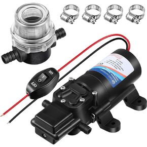 دريو مضخة مياه بغشاء 12 فولت مع 4 مشابك خرطوم ومصفاة مضخة مياه، 1.2 جالون في الدقيقة 80 باوند لكل انش مربع 12 فولت مضخة غسيل ذاتية التحضير ار في بتيار مستمر مع فلتر للمركبات الترفيهية والقوارب البحرية in Kuwait