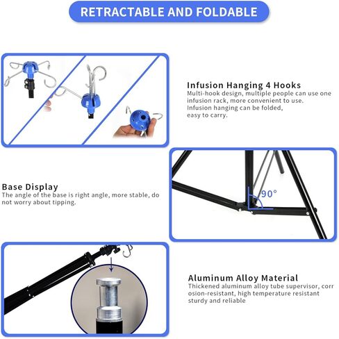 Portable IV Pole Drip Bag Stand Intravenous Foldable Pole Stand,Foldable IV Pole, IV Poles Portable, for Clinic Home Care Travel in Saudi Arabia