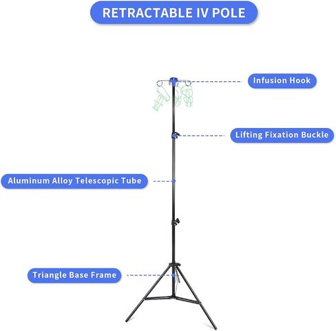 Portable IV Pole Drip Bag Stand Intravenous Foldable Pole Stand,Foldable IV Pole, IV Poles Portable, for Clinic Home Care Travel in Saudi Arabia