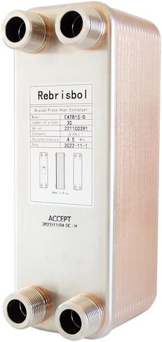 Brazed Plate Heat Exchanger 3"x8" 20 Plates Water To Water Heat Exchanger, Copper/SS316L Stainless Steel 3/4" NPT in Kuwait