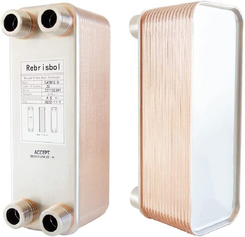 Brazed Plate Heat Exchanger 3"x8" 20 Plates Water To Water Heat Exchanger, Copper/SS316L Stainless Steel 3/4" NPT in Kuwait
