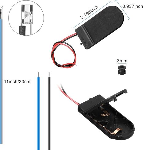 Riakrum 220 Pcs 12V LED Lights Kit, 100 Pcs Emitting Diodes Pre Wired LED Lights Diodes Individual LED Lights with 100 Pcs Plastic LED Holders 20 Pcs Battery Holders (Blue,3 mm) in Kuwait