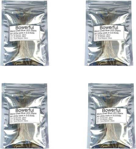 25 قطعة من أسلاك Micro Litz الملحومة مسبقًا من Bowerful باللون الأبيض الدافئ SMD Led 0603 + مقاوم متعدد جديد in Kuwait