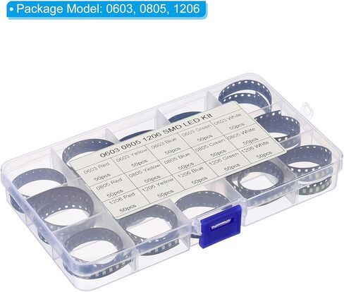 PATIKIL 0603، 0805، 1206 رقائق الثنائيات الباعثة للضوء، 750 قطعة 1.8-3 فولت مصابيح LED ثنائية للتركيب على السطح DIY، استبدال الأجزاء، 5 ألوان in Kuwait