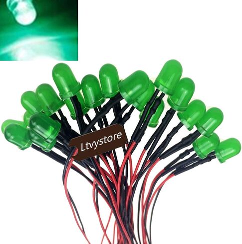 Ltvystore 55 قطعة 8 مم 24 فولت ألوان متنوعة LED سلكية مسبقًا مصباح إضاءة سلكي مسبقًا صمام ثنائي باعث للضوء وحامل بطارية 9 فولت مشبك تثبيت على كابل الموصل in Saudi Arabia
