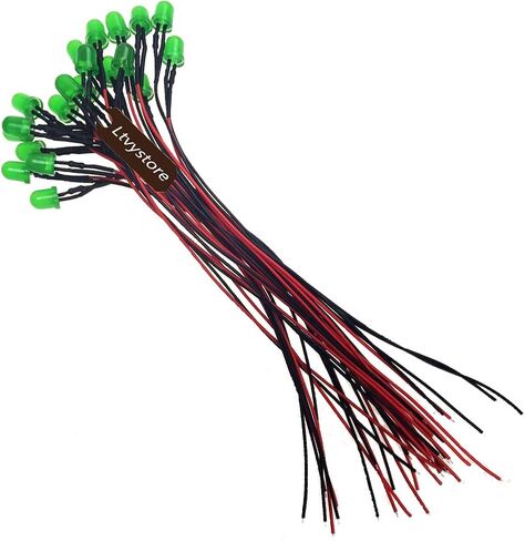 Ltvystore 55 قطعة 8 مم 24 فولت ألوان متنوعة LED سلكية مسبقًا مصباح إضاءة سلكي مسبقًا صمام ثنائي باعث للضوء وحامل بطارية 9 فولت مشبك تثبيت على كابل الموصل in Saudi Arabia