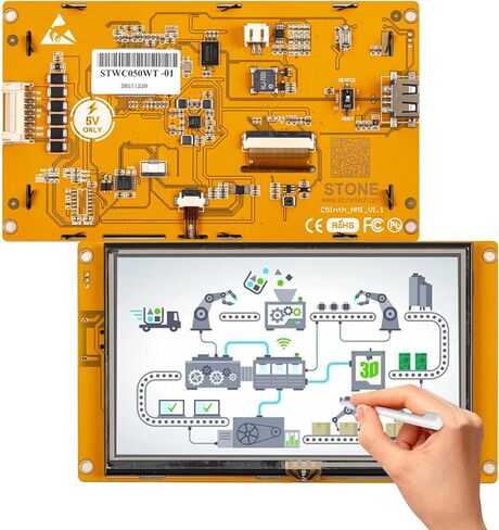 وحدة شاشة لمس اتش ام اي تي اف تي LCD ذكية 5.0 انش مع وحدة تحكم + برنامج للاستخدام الصناعي او اردوينو ESP32 (5 انش، WTVC050WT-01) in Kuwait
