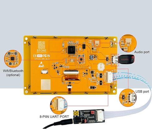 وحدة شاشة لمس اتش ام اي تي اف تي LCD ذكية 5.0 انش مع وحدة تحكم + برنامج للاستخدام الصناعي او اردوينو ESP32 (5 انش، WTVC050WT-01) in Kuwait