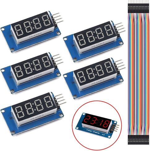 DAOKI 5 قطعة وحدة عرض LED TM1637 7 قطعة 4 بت ساعة الأنود المشتركة أنبوب رقمي أحمر لاردوينو مع كابل دوبونت ذكر إلى أنثى 8 دبوس in Saudi Arabia