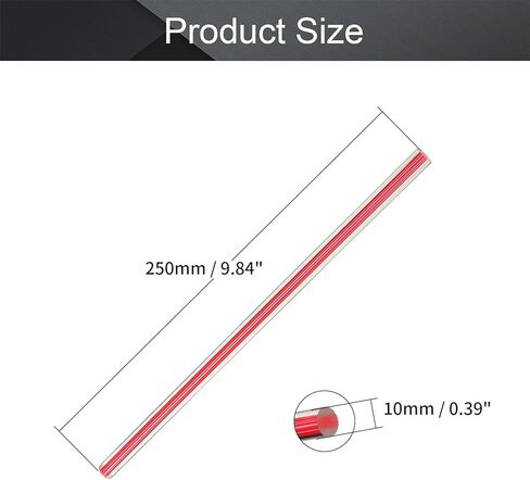 Fielect الأحمر خط مستقيم الاكريليك قضيب مستدير القياسية شبكي التسامح خفيفة الوزن DIY بها بنفسك 10 مللي متر قطر 250 مللي متر ارتفاع 1 قطعة in Kuwait