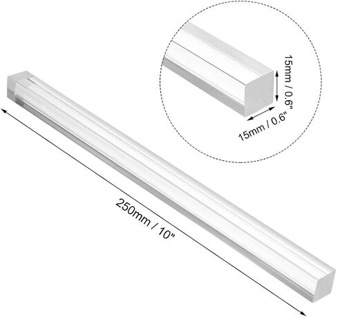 uxcell قضيب أكريليك مربع ، 1.5 × 1.5 بوصة ، واضحة ، صلبة من البلاستيك لوسيت PMMA بار ستيك in Kuwait