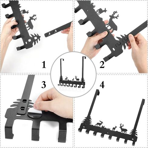 WIEMELIER شماعة ملابس فوق الباب، خطاف منشفة لغرفة الاستحمام، خطاف فوق الباب، أسود 8 خطافات (1) in Kuwait