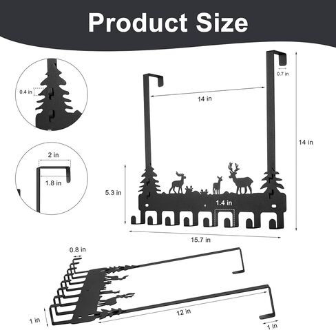 WIEMELIER شماعة ملابس فوق الباب، خطاف منشفة لغرفة الاستحمام، خطاف فوق الباب، أسود 8 خطافات (1) in Kuwait