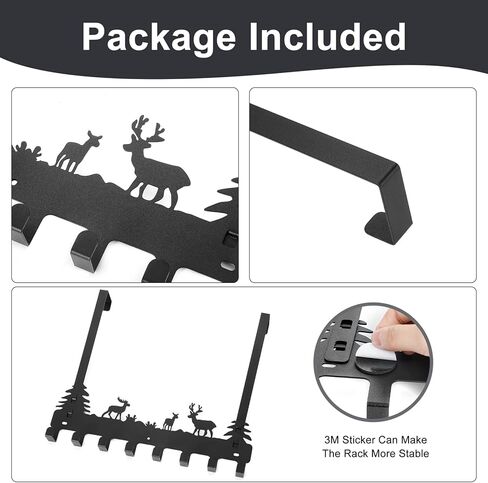 WIEMELIER شماعة ملابس فوق الباب، خطاف منشفة لغرفة الاستحمام، خطاف فوق الباب، أسود 8 خطافات (1) in Kuwait