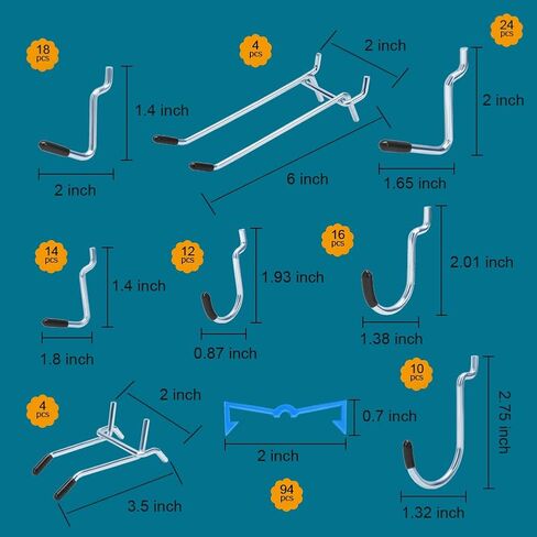 248PCS Pegboard Accessories Organizer Kit, Pegboard Bins, Pegboard Set for Tools, 1/8 and 1/4 inch Pegboard Hooks Assortment, Pegboard Bins, Metal Hooks for Hanging Storage (All Black) in Kuwait