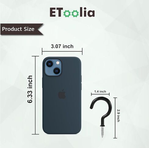 20 قطعة من خطافات السقف من Etoolia لتعليق النباتات - 2.9 بوصة شديدة التحمل، خطافات تعليق لأضواء عيد الميلاد والأكواب والديكورات - برغي مطلي بالفينيل الأبيض في خطاف شماعات النبات داخليًا وخارجيًا in Kuwait