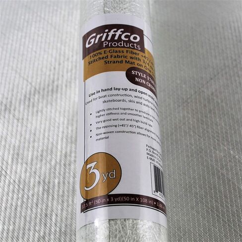 (ملفوف) 1708 ثنائي المحور (+45 درجة/-45 درجة) ألياف زجاجية مخيطة بوزن 3/4 أونصة. حصيرة على جانب واحد - عرض 3 ياردات × 50 بوصة، ملفوفة (متوافقة مع الإيبوكسي والبوليستر) in Kuwait