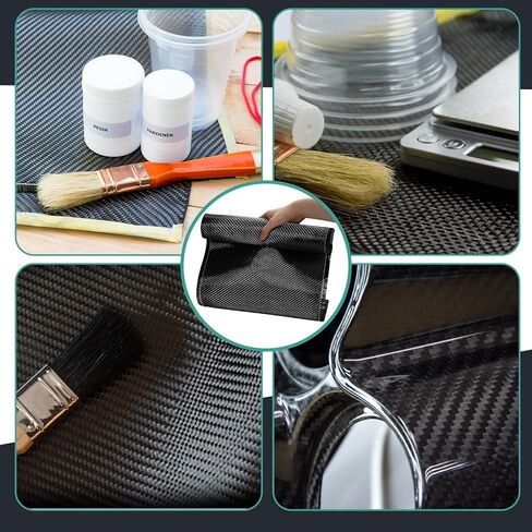 Frienda 2 Rolls 5 ft x 12" Carbon Fiber Fabric Roll Pure Fabric Carbon Fiber Sheet 2 x 2 Twill Weave 3k/ 220g for Cars for Structural Reinforcement on Concrete Walls, Basements, Boats DIY Projects in Kuwait