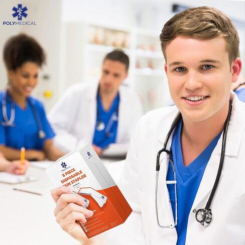 طقم دبابيس للجلد للاستعمال مرة واحدة مكون من 8 قطع بديل لخيوط الخياطة - 110 أسلاك، 2 أداة إزالة الدباسة + 4 ملقط بلاستيكي للتخييم في الهواء الطلق، والبقاء على قيد الحياة في حالات الطوارئ، والإسعافات الأولية، وتدريب الطبيب البيطري في حالات الطوارئ in Kuwait