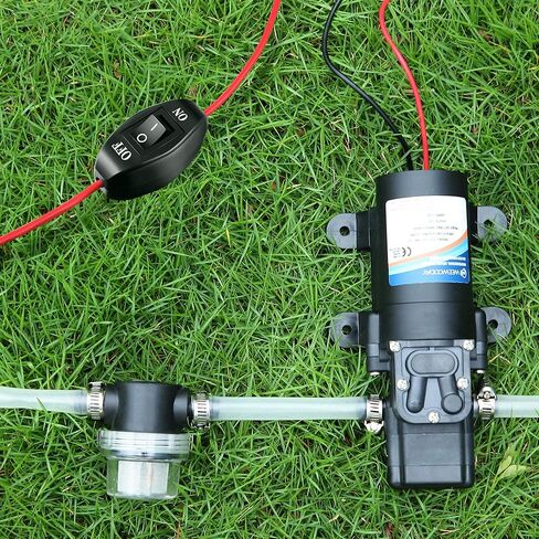 دريو مضخة مياه بغشاء 12 فولت مع 4 مشابك خرطوم ومصفاة مضخة مياه، 1.2 جالون في الدقيقة 80 باوند لكل انش مربع 12 فولت مضخة غسيل ذاتية التحضير ار في بتيار مستمر مع فلتر للمركبات الترفيهية والقوارب البحرية in Kuwait