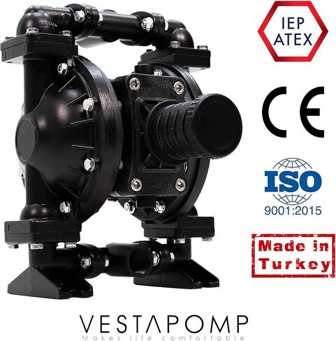 مضخة غشاء مزدوجة تعمل بالهواء من Vestapomp - مضخة زيت نفايات هوائية (تفريغ 1 بوصة، جسم من الألومنيوم + غشاء من النتريل، 40 جالونًا في الدقيقة، 100 رطل لكل بوصة مربعة) in Kuwait