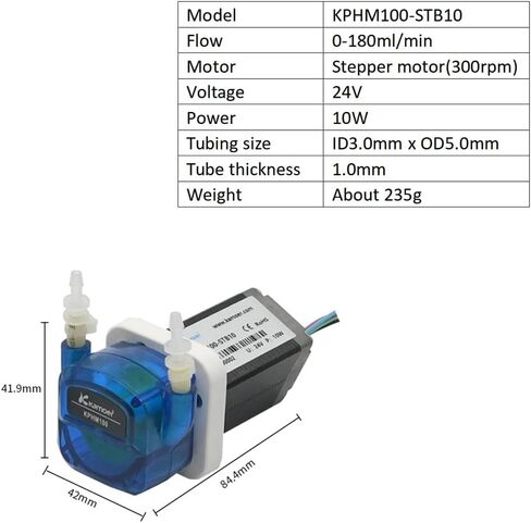 Small peristaltic pump 24V stepper motor Kamoer KPHM100 long service life high-precision liquid dosing pump 0-180ml/min 3 mm ID ×5mm OD in Saudi Arabia