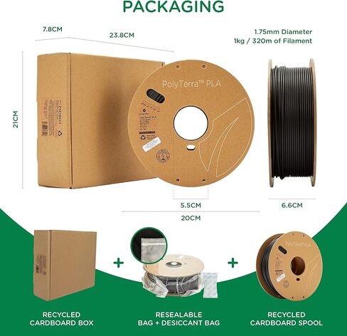 Polymaker Matte PLA Filament 1.75mm Black، 1.75 PLA خيوط الطابعة ثلاثية الأبعاد 1 كجم - PolyTerra 1.75 PLA Filament Black Matte خيوط الطباعة ثلاثية الأبعاد (1 شجرة مزروعة) in Kuwait