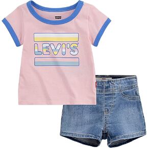 طقم مكون من قطعتين من تي شيرت وسروال قصير برسوم جرافيك للفتيات من Levi's Baby Girls in Kuwait