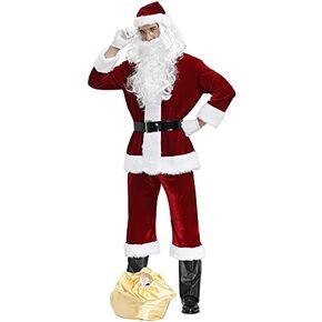 بدلة سانتا الفاخرة للرجال مكونة من 9 قطع من القطيفة لعيد الميلاد للكبار سانتا كلوز للحفلات التنكرية من القطيفة in Kuwait