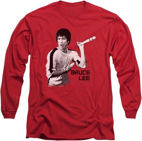 Bruce Lee Nunchucks Mens Long Sleeve Shirt RED SM in Saudi Arabia