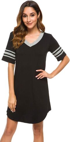 WiWi Bamboo Viscose Nightgowns for Women 3/4 Sleeve Nightshirts Sleep Shirt Plus Size Sleepwear Pajamas Dress S-4X in Saudi Arabia