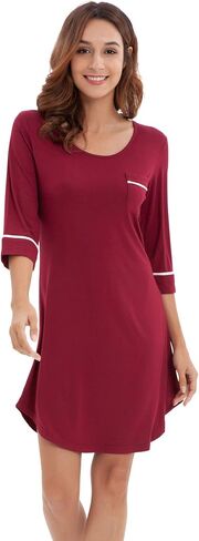 WiWi Bamboo Viscose Nightgowns for Women 3/4 Sleeve Nightshirts Sleep Shirt Plus Size Sleepwear Pajamas Dress S-4X in Saudi Arabia