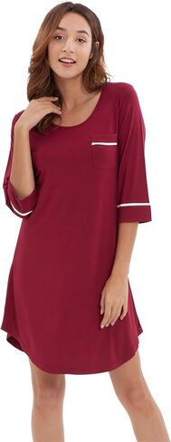WiWi Bamboo Viscose Nightgowns for Women 3/4 Sleeve Nightshirts Sleep Shirt Plus Size Sleepwear Pajamas Dress S-4X in Saudi Arabia