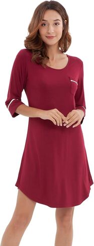 WiWi Bamboo Viscose Nightgowns for Women 3/4 Sleeve Nightshirts Sleep Shirt Plus Size Sleepwear Pajamas Dress S-4X in Saudi Arabia