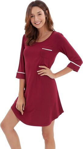 WiWi Bamboo Viscose Nightgowns for Women 3/4 Sleeve Nightshirts Sleep Shirt Plus Size Sleepwear Pajamas Dress S-4X in Saudi Arabia
