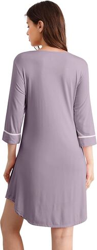 WiWi Bamboo Viscose Nightgowns for Women 3/4 Sleeve Nightshirts Sleep Shirt Plus Size Sleepwear Pajamas Dress S-4X in Saudi Arabia