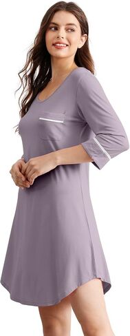WiWi Bamboo Viscose Nightgowns for Women 3/4 Sleeve Nightshirts Sleep Shirt Plus Size Sleepwear Pajamas Dress S-4X in Saudi Arabia