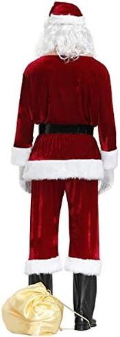 بدلة سانتا الفاخرة للرجال مكونة من 9 قطع من القطيفة لعيد الميلاد للكبار سانتا كلوز للحفلات التنكرية من القطيفة in Kuwait