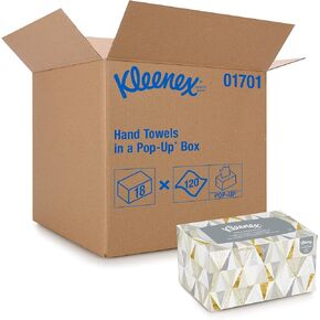 Kleenex® Hand Towels with Premium Absorbency Pockets (01701), Pop-Up Box, White, 18 Boxes / Case, 120 Hand Towels / Box, 2,160 Hand Towels / Case in Kuwait