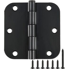 18 Pack Door Hinges Antique Brass 3.5 Inch Interior 3 1/2" Round 5/8" Radius Heavy Duty Metal Hardware Kit 3 ½" 5/8" Radius Flat Hinge for Bifold Doors Decor Master Bedroom Storage Room