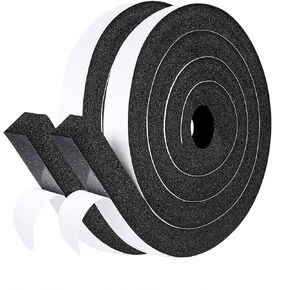 fowong Air Conditioner Window Seal 1 Inch X 1 Inch, Thick AC Weather Stripping High Resilience Foam Sealing Tape Adhesive AC Window Seal Kit 6.5ft Long (6.5ft x 2 Rolls, Black)