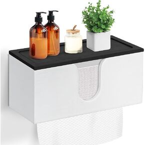 2 Pack Solid Wood Paper Towel Dispenser Wall Mounted, Folded Paper Towel Holder with Lid, Commercial C-Fold, Z-Fold, Trifold Hand Paper Towel Holder Dispenser for Bathroom Kitchen Office